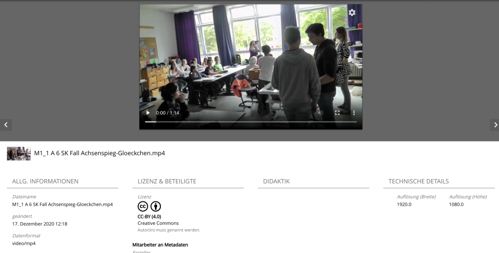 Metadaten zum Unterrichtsvideo (c) GWDG